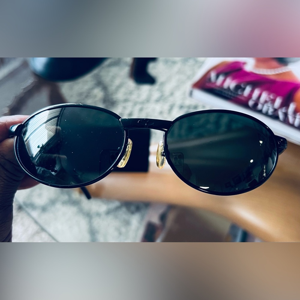 Black and Gold Semi-Rimless Sunglasses